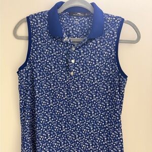 Ralph Lauren RLX Navy Floral Sleeveless Golf polo